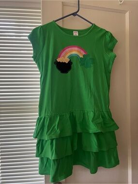 Gymboree Green Rainbow & Shamrock Ruffle Dress
